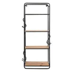 Hello Honey&reg; 32" Metal & Wood Shelf With Hooks