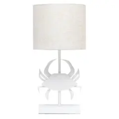 Simple Designs&trade; 18" White Pinching Crab Table Lamp with Light Beige Shade