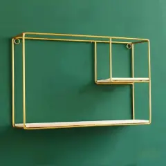 NEX&trade; Gold Iron Rectangular Wall Hanging Basket Shelf