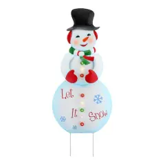 3ft. Lit Snowman Outdoor Metal Sign
