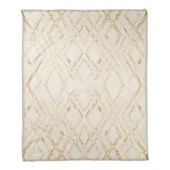Diamond Coral Fleece Blanket White/Gold