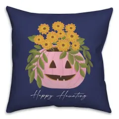 Floral Jack-O-Lantern Throw Pillow