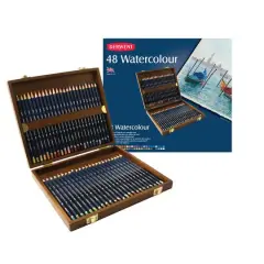 Derwent&reg; Watercolor Pencil 48 Color Wood Box Set
