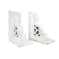 American Art D&eacute;cor&trade; 8" Vintage Decorative Wood Bookends, 2ct. Whitewashed