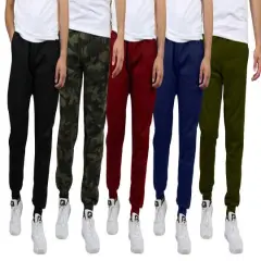 Galaxy by Harvic Fleece-Lined Men's Jogger Sweatpants 5 Pack Navy/Burgundy/Olive/Black/Woodland
