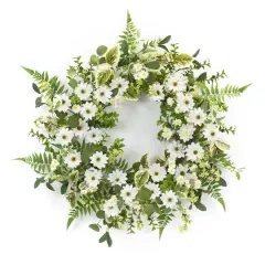 22.5" Mixed Fern & Daisy Floral Wreath