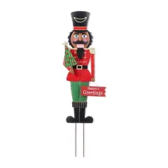 Glitzhome&reg; 36" Christmas Metal African Nutcracker Yard Stake