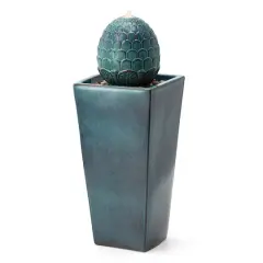 Glitzhome&reg; 36" LED Artichoke Pedestal Ceramic Fountain Turquoise