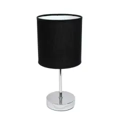 Creekwood Home Nauru 12" Brushed Nickel Petite Metal Stick Table Lamp Black