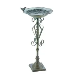 27" Speckled Green Birdbath