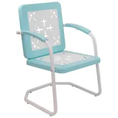 35" Square Outdoor Retro Tulip Armchair Blue