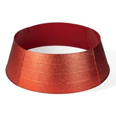 Glitzhome&reg; 3ft. Red Glitter Metal Tree Collar