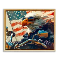 Stupell Industries Patriotic Bald Eagle Floater Framed Art Gold