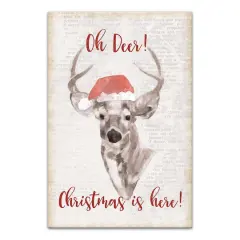 Oh Deer Christmas Here Canvas Wall Art