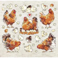 LetiStitch Pied Hens Counted Cross Stitch Kit