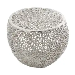 19" Silver Aluminum Abstract Coral Accent Table