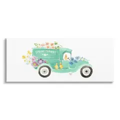 Stupell Industries Chicks Driving Spring Flowers Car Floral Blossoms Canvas Wall Art