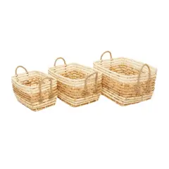 Rectangle Brown Contemporary Sea Grass Storage Basket Set