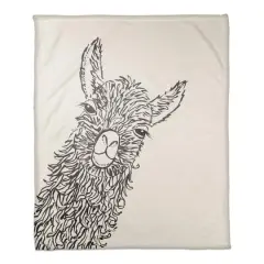 50" x 60" Sketch Llama Sweet Cheeks Coral Fleece Blanket