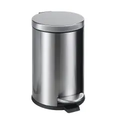 SunnyPoint Round Trash Can Satin Nickel