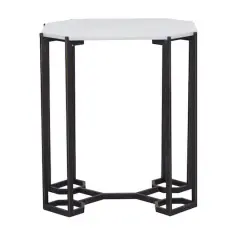 18" White Iron Contemporary Accent Table
