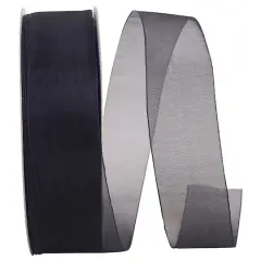 JAM Paper 1.5" x 100yd. Sheer Chiffon Mono Ribbon Black