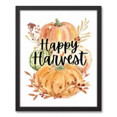 Happy Harvest Black Framed Canvas Wall Art