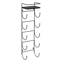 Sorbus Wall Mounted Towel Rack with Shelf Black