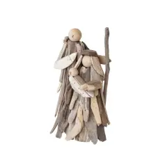 Hello Honey&reg; 10" Natural Handmade Driftwood Holy Family Accent