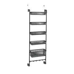 Household Essentials Over the Door Basket Storage Rack Gray