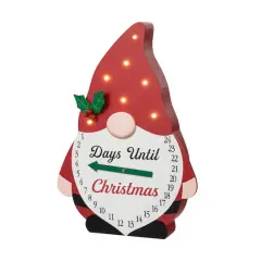 Glitzhome&reg; 15'' Lighted Wooden Christmas Gnome Countdown Calendar
