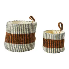Hello Honey&reg; Rust Striped Woven Jute Basket with Liner Set
