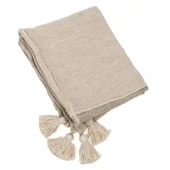Hello Honey&reg; Natural & Gray Patchwork Throw Blanket with Tassels