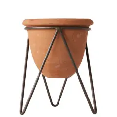 Hello Honey&reg; 8.5" Terra Cotta Pot With Metal Stand Set