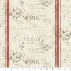 Susan Winget Farmhouse Rooster Feedsack Stripe Cotton Fabric