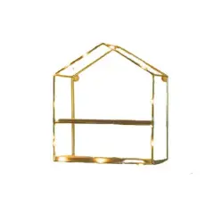 NEX&trade; Gold 2-Tier Iron House Floating Wall Shelf