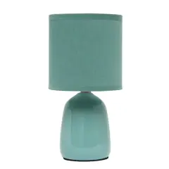 Simple Designs 10" Thimble Base Ceramic Table Lamp Seafoam Green