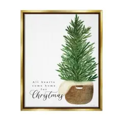 Stupell Industries All Hearts Home For Christmas Phrase Floater Canvas Wall Art Gold