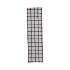 Hello Honey&reg; 108" Green & Red Plaid Embroidered Cotton Table Runner