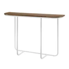Walker Edison White Reclaimed Barnwood Modern Curved Entry Table