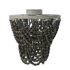 Hello Honey&reg; 2-Tier Draped Wood Bead Semi-Flush Mount Ceiling Light Black