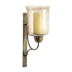 Bronze Iron and Glass Traditional Candle Wall Sconce, 17" x 7" x 9"
