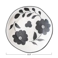 Hello Honey&reg; 11.5" Black & White Floral Organic Edge Stoneware Plate
