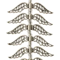 Silver Metal Large Wing Beads, 42mm by Bead Landing&trade;