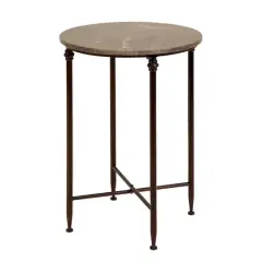 2ft. Black Iron & Brown Marble Traditional Accent Table