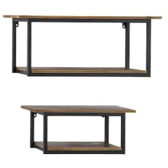 Brown Metal Industrial Wall Shelf Set