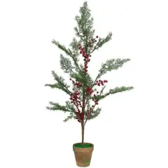 3ft. Pre-Lit Potted Berries & Pine Artificial Christmas Tree, Warm White LED Lights