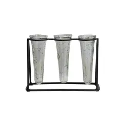 Hello Honey&reg; Bloomingville 9" Test Tube Vases in Black Metal Stand