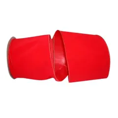 JAM Paper 4" x 25yd. Velvet Wired Heavy Commercial Ribbon Hot Red