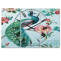 Designart 'Handpainted Peacock Traditional Multipanel Wall Clock